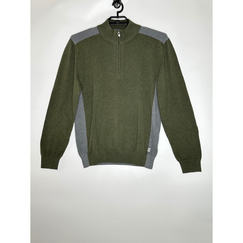 Rule 18 Bobby Jones Mens XL 1/4 Zip Pima Cotton Sweater Evergreen‎ Gray Pullover